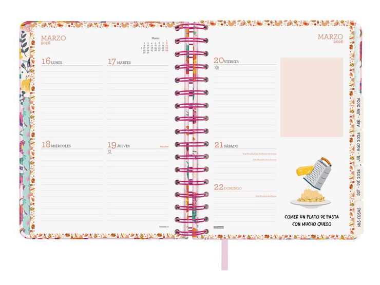 Agenda Finocam 16 meses Vitae 1/4 sem/vista cas 2025-26 rosa