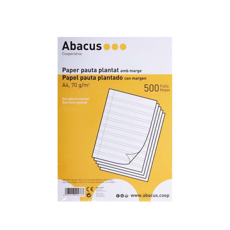 Papel impreso Abacus A4 pauta plantada 500 hojas