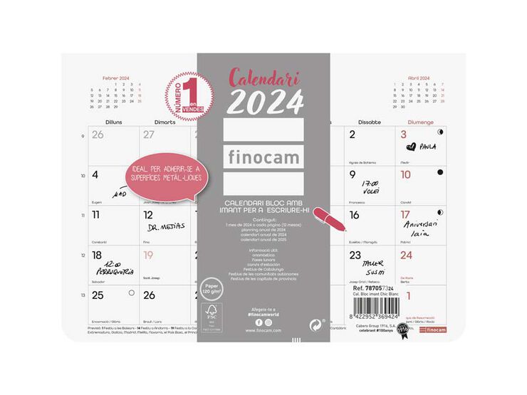 Calendari Bloc Iman Chic Escriu S 2024 cat Blanc