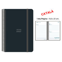 Agenda Espiral Finocam 13,5x21 cm Catal&aacute;n D&iacute;a P&aacute;gina 2027 Negro