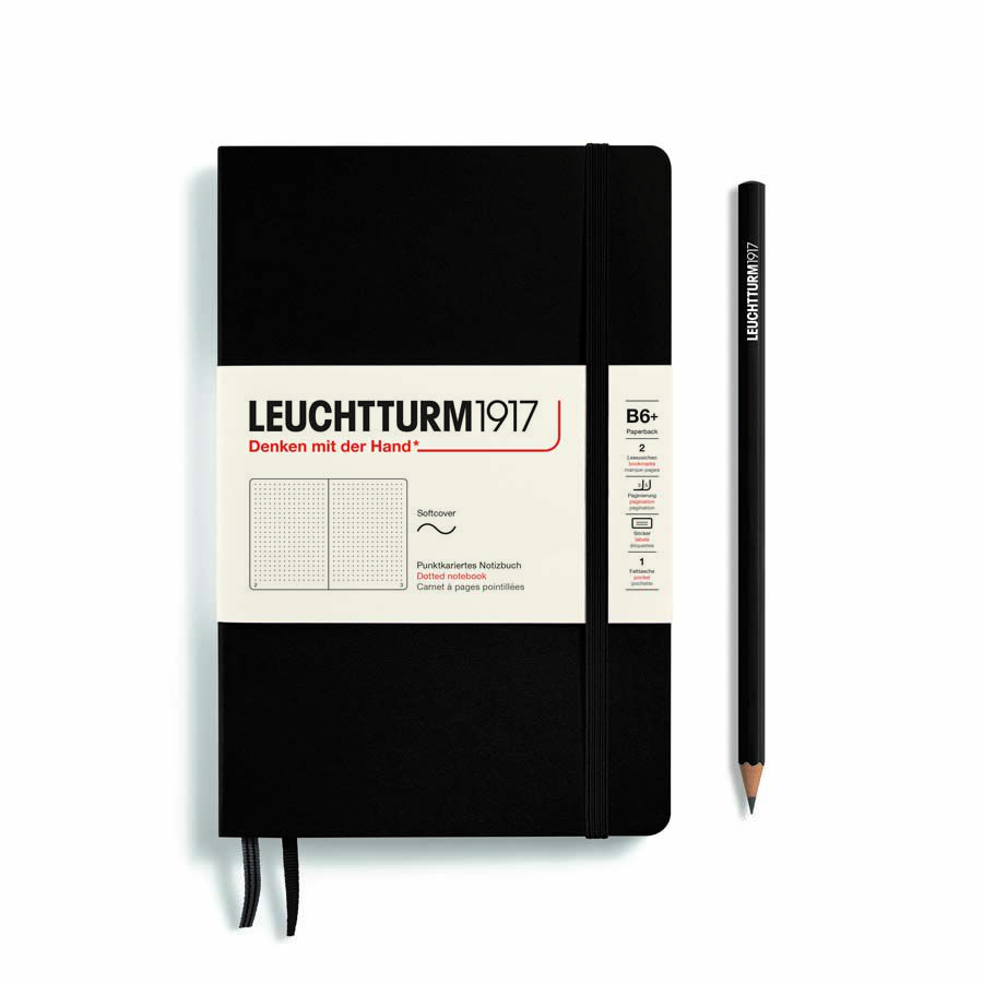 Libreta Leuchtturm B6 tapa blanda dots black
