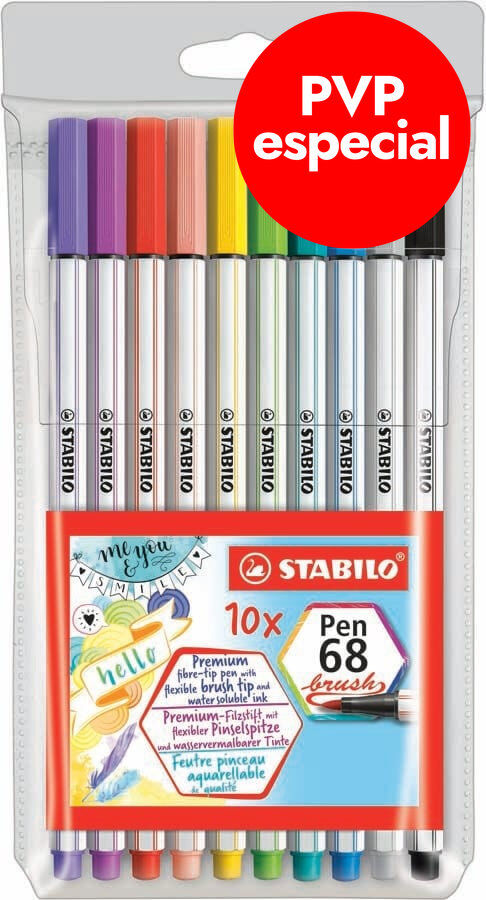 Retoladors Stabilo Pen68 Brush 10 colors