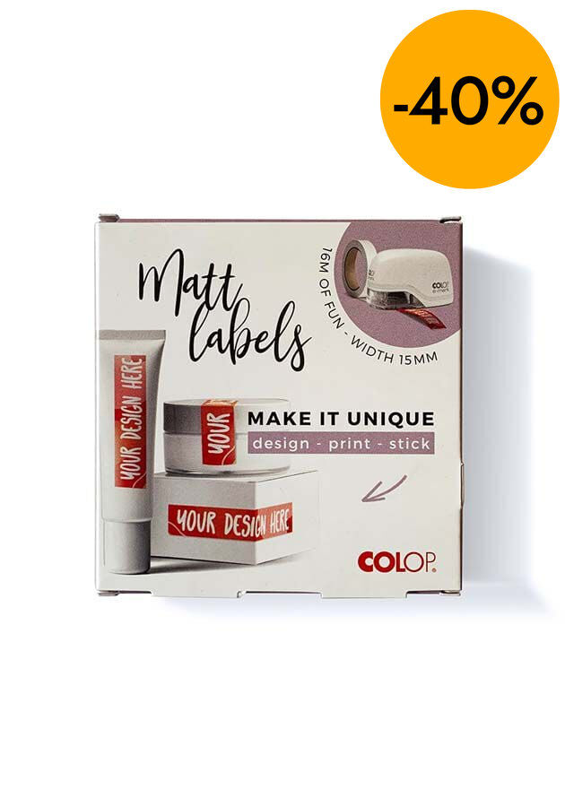 Cinta adhesiva Colop E-Mark Go mat 15mm x 16m