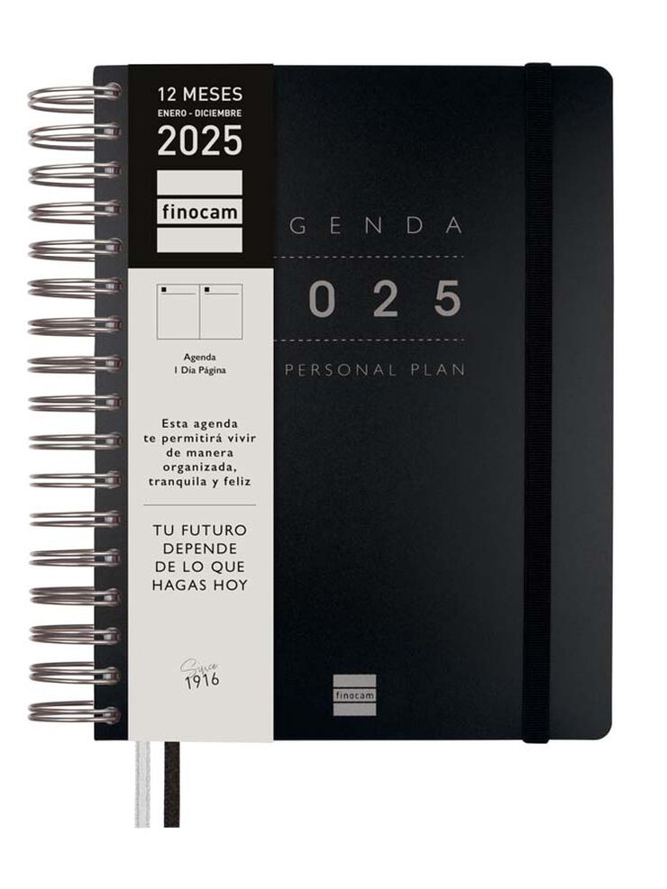 Agenda Finocam Tempus 1/4 día/pág cas 2025 negro