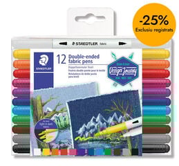 Retoladors Staedtler T&egrave;xtil doble punta 12 colors