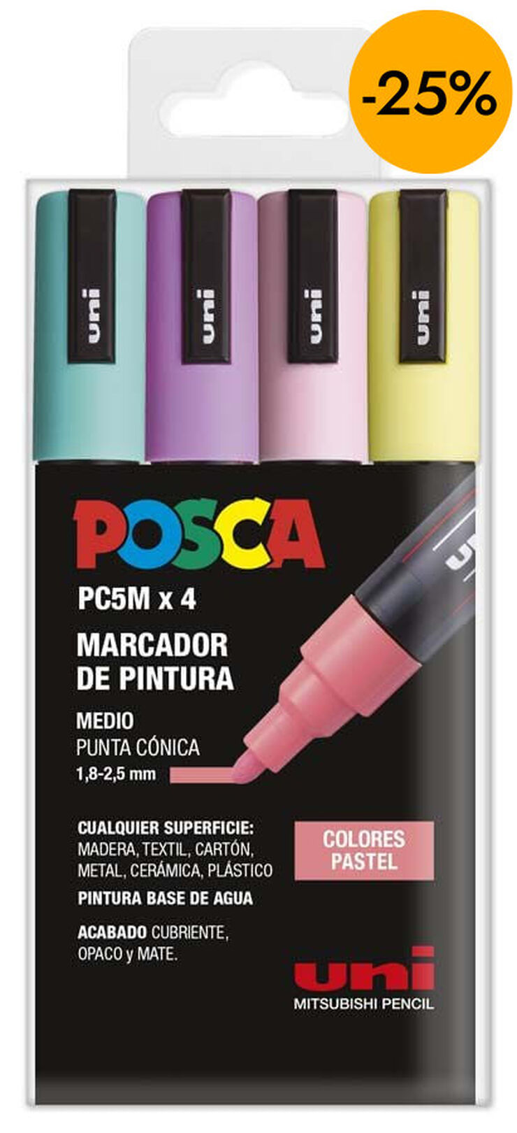 Rotuladores Posca PC-5M 1,8-2,5mm Pastel 4 colores