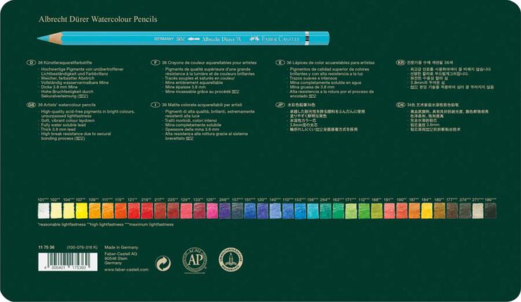 Llapis aquarel·lable Faber-Castell 36 colors estoig metall