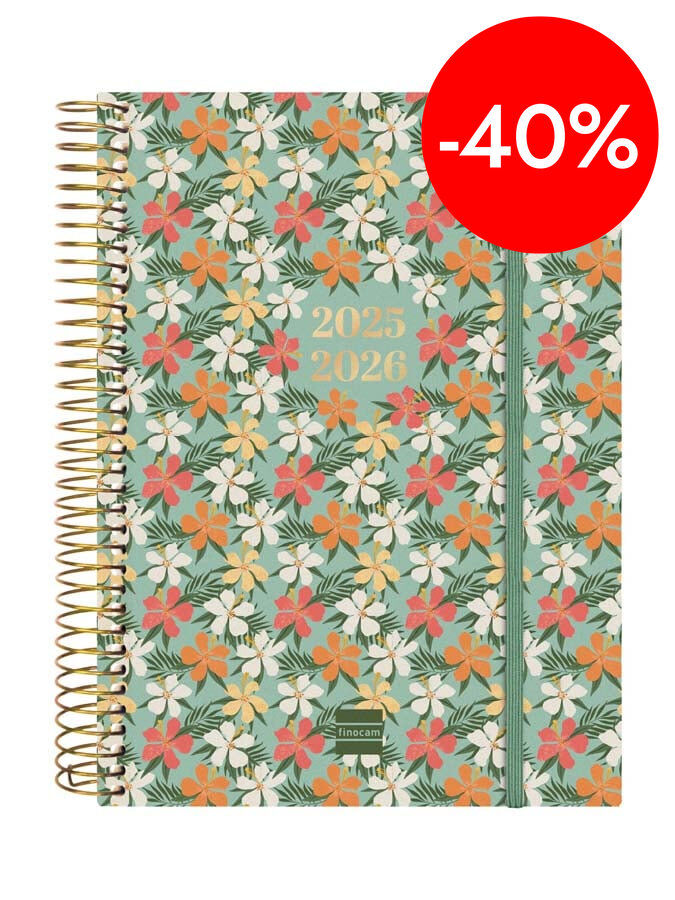 Agenda Finocam espiral 18 mesos E10 2dia/p&agrave;g mult 2025-26 daisy