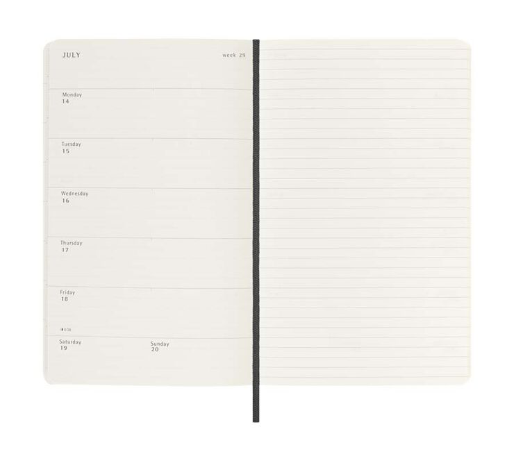 Agenda Moleskine 12m sem/vista 2025 L negro