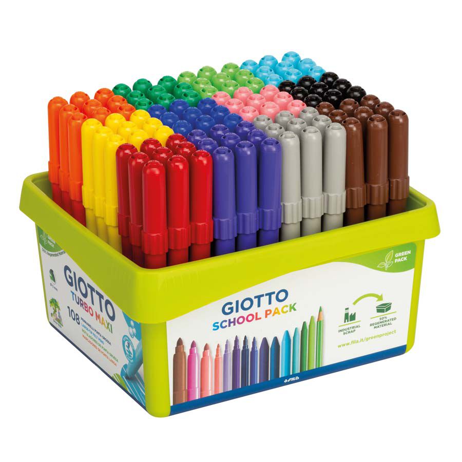 Rotuladores de colores Giotto Turbo Maxi 108u caja escolar