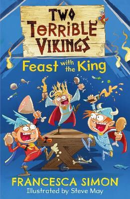 Two terrible vikings feast with the king