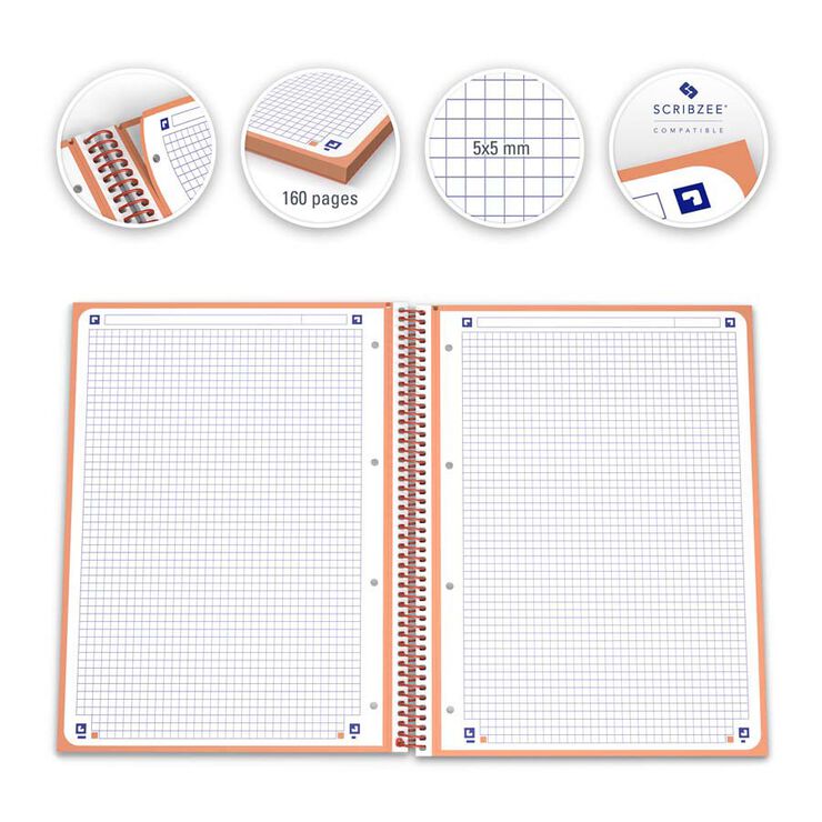 Notebook Oxford EuropeanBook 1 A4 80 fulls 5x5 prèssec