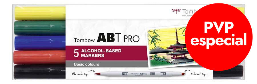 Rotulador Tombow Abt Pro Dual Brush b&aacute;sicos 5 colores