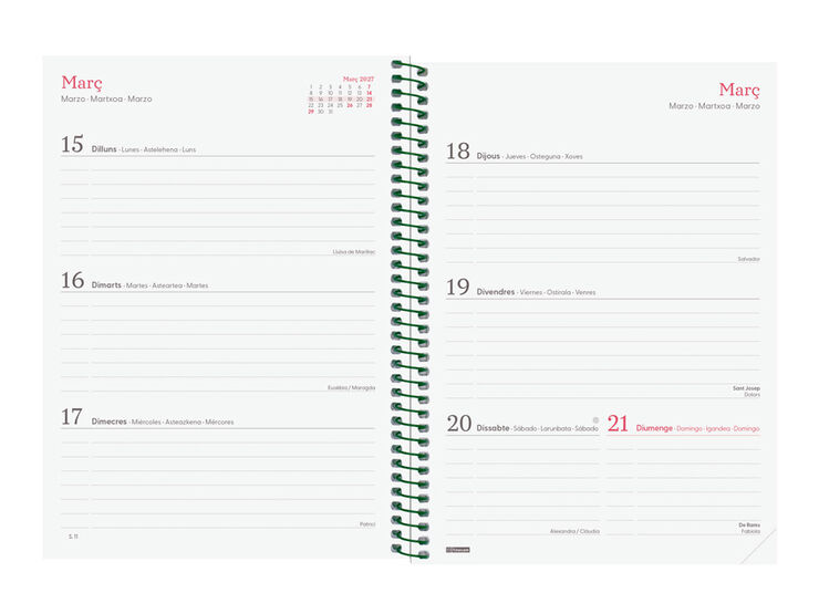 Agenda Finocam Design Collection Semana Vista Horizontal 2027 Catal&aacute;n Lema