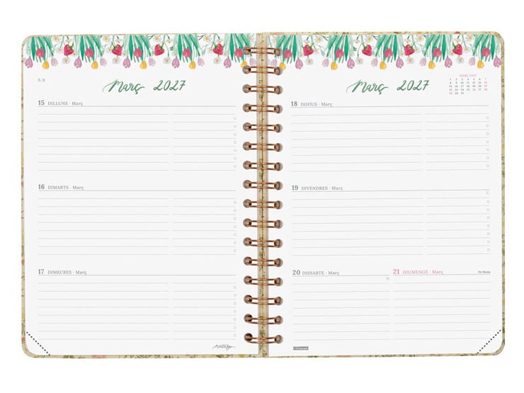 Agenda Finocam Marta BGE Semana Vista Horizontal 2027 Catal&aacute;n Rosa
