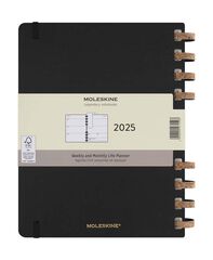 Agenda espiral Moleskine Life Planner 12m sem/vista 2025 XL negro