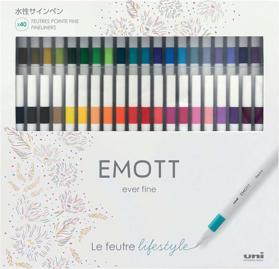 Retoladors Emott Uni-Ball Emott caixa 40 colors