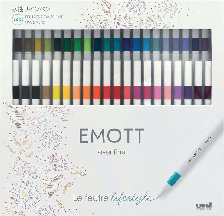 Retoladors Emott Uni-Ball Emott caixa 40 colors