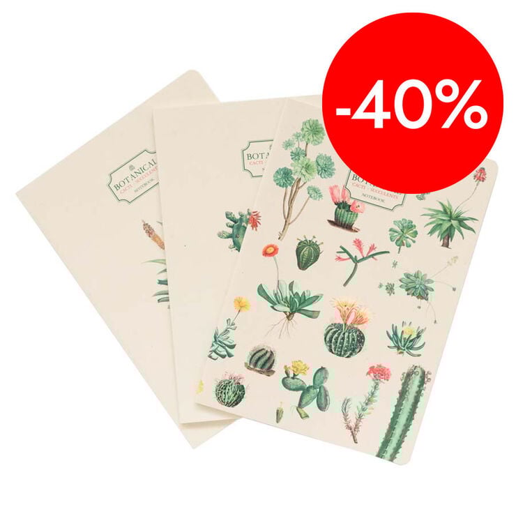 Pack 3 Llibretas A5 Kokonote Botanical Cacti