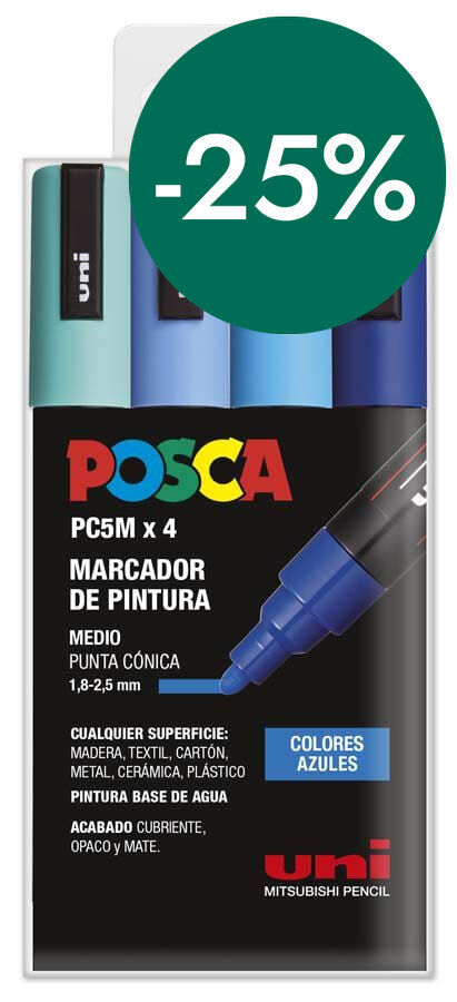 Rotuladores Posca PC-5M 1,8-2,5mm azules 4 colores