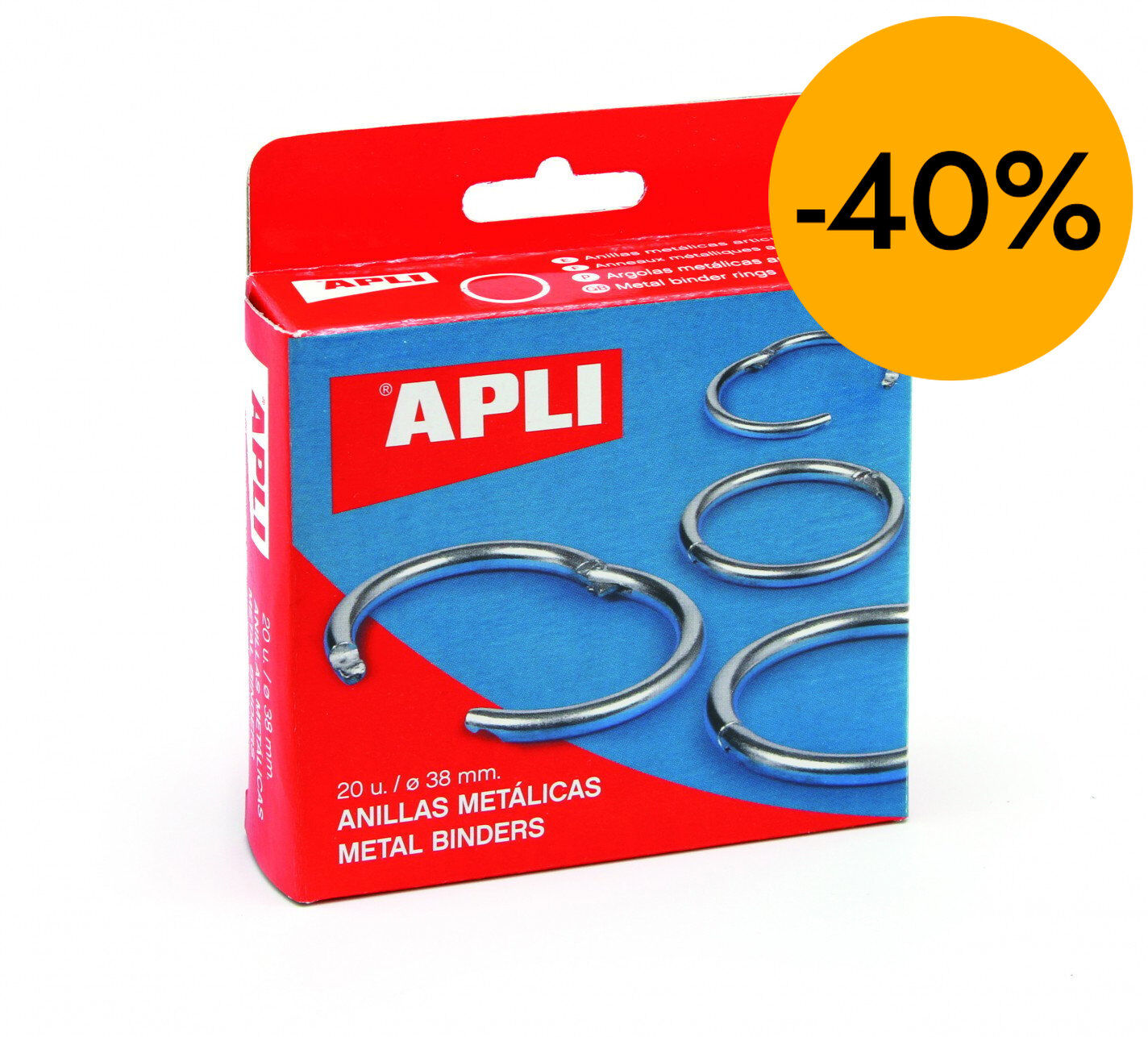 Anillas met&aacute;licas Apli 38mm 20u