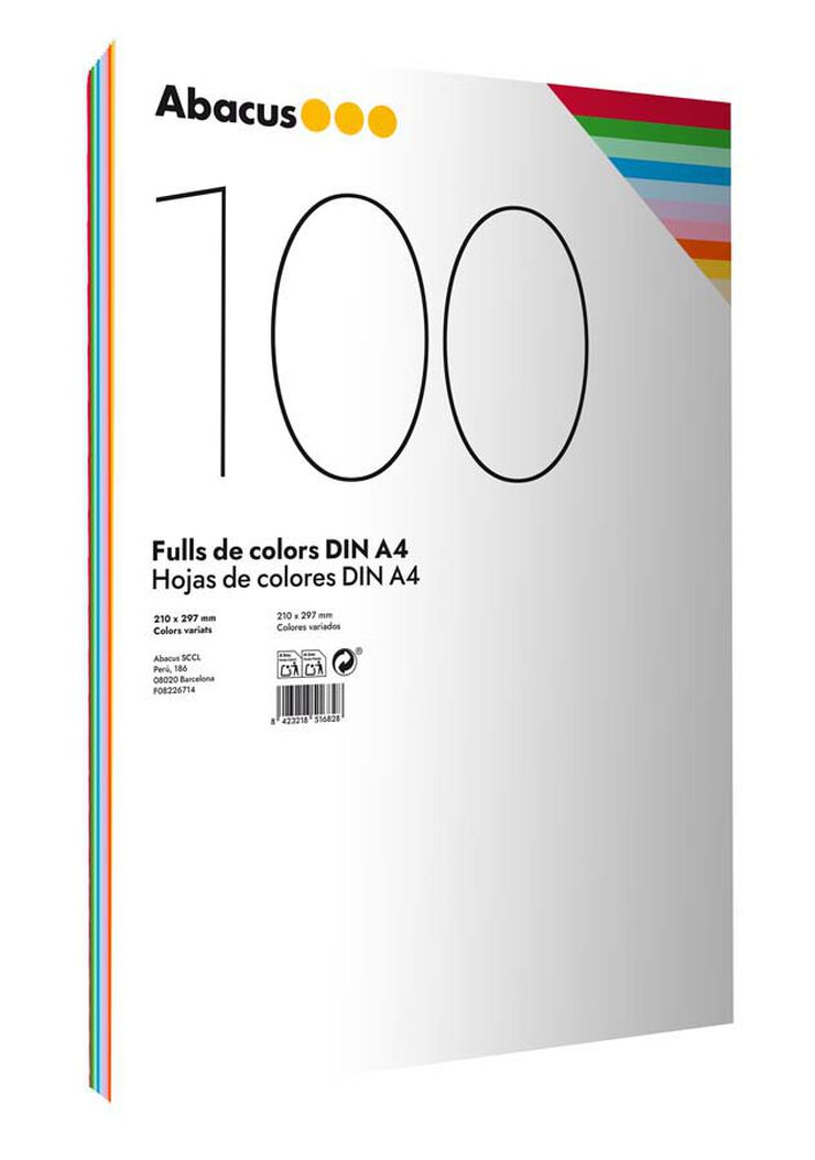 Paper de colors Abacus A4 80g 100 fulls