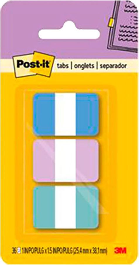 &Iacute;ndex Adhesiu Post-it 25,4 &times; 38,1 mm Blau, Lila i Verd
