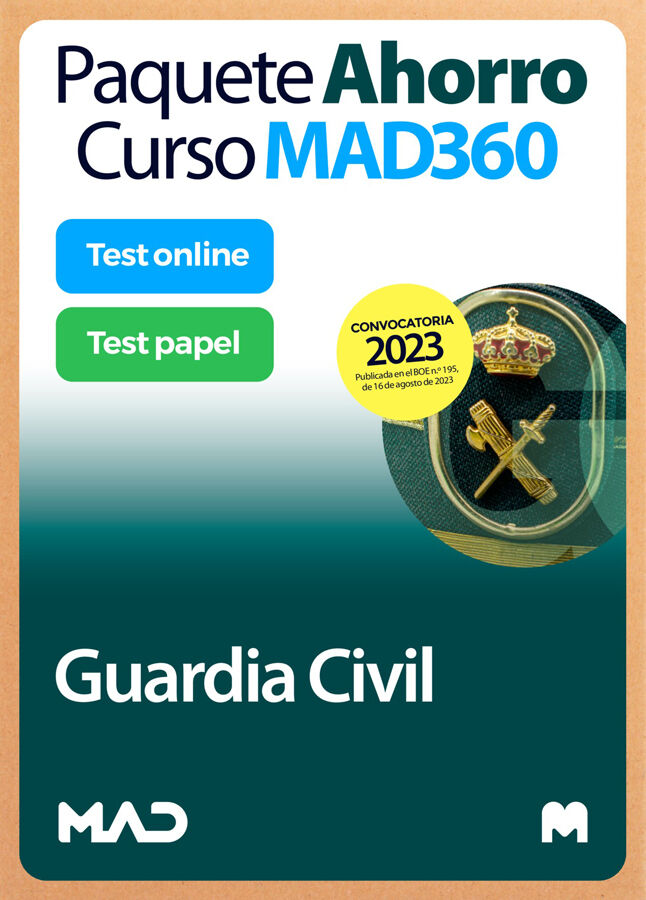Paquete Ahorro PLUS + Test PAPEL Guardia Civil 2022. Ahorra 120 €, (incluye Temarios 1, 2, 3 y 4, Tes