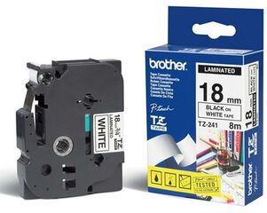 Cinta retolar Brother 18mm blanca lletra negra - TZE 241 Cinta retolar Brother 18mm blanca lletra negra - TZE 241