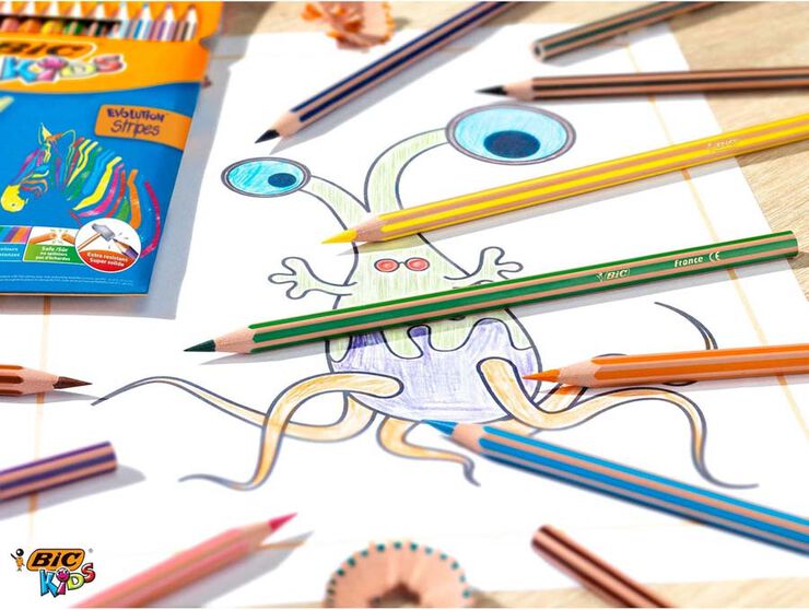 Lápices Bic Kids Evolution Stripes 18 colores