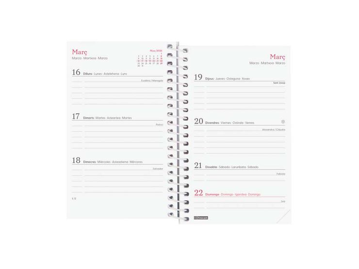 Agenda Finocam Design Collection E3 sem/vista horizontal cat 2026 Ahora