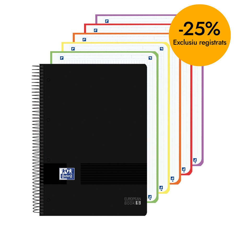 Cuaderno Oxford EuropeanBook 5 A4 + 120 hojas 5x5 Live&Go negro
