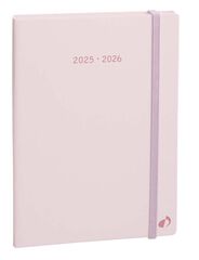 Agenda 16 meses Quo Vadis Pastel A5+ sem/vista mult. 2025-26 rosa