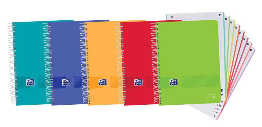 Libreta espiral Oxford EuropeanBook 8 A4+ 160 hojas 5x5