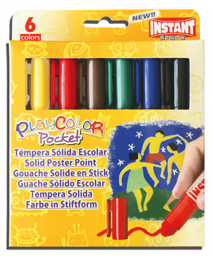Tempera sólida Playcolor Pocket 6 colores 6 u