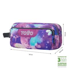 Estuche 3 cremalleras Totto glitter Star Butterfly