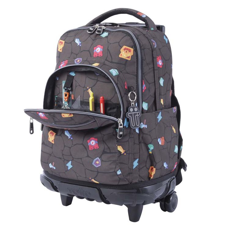 Mochila Ruedas Totto Renglones Estampado videojuego - Abacus Online