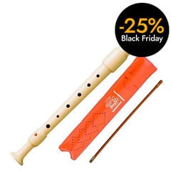 Flauta soprano con limpiador y funda naranja