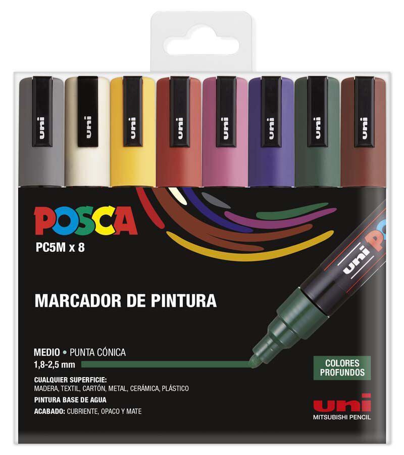 Retoladors Posca PC-5M 1,8-2,5mm foscos 8 colors