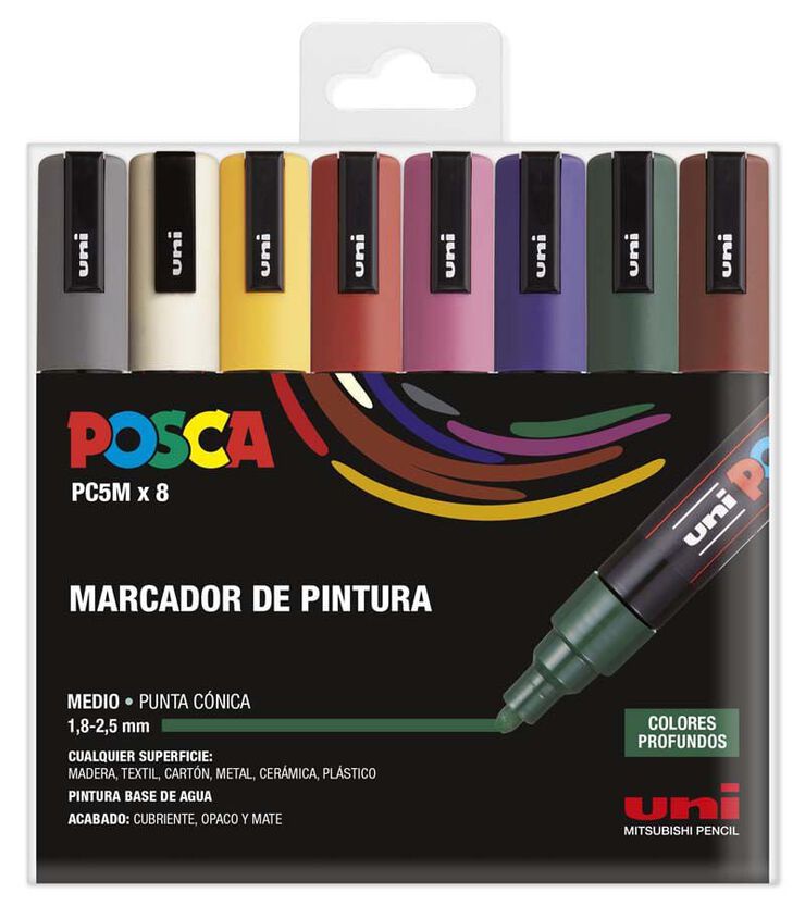 Retoladors Posca PC-5M 1,8-2,5mm foscos 8 colors