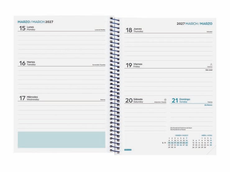 Agenda Escolar Finocam Cool 1/4 Sem/Vista Castellano 2026-27 Azul