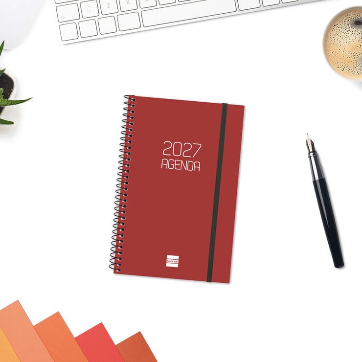 Agenda Finocam Opaque Setmana Vista Horitzontal 2027 Catal&agrave; Bordeus