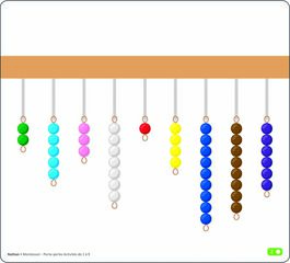 Montessori - Soporte de perlas - Actividades del 1 a 9