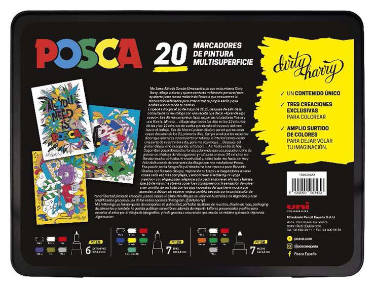 Maletín Posca 20 rotuladores set Dirty Harry