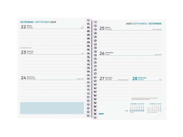 Agenda Finocam escolar Secundaria 1/8 sem/vista cat 2025-26 art