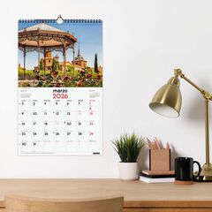 Calendario pared Finocam espiral 25x40 2026 Ciudades castellano