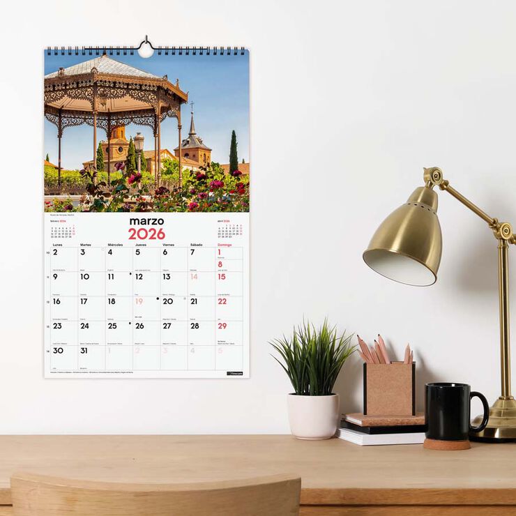 Calendario pared Finocam espiral 25x40 2026 Ciudades castellano