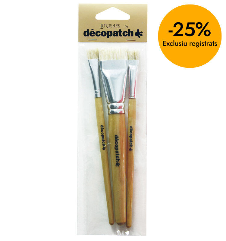Pinceles planos pura cerda D&eacute;copatch Pack 3u