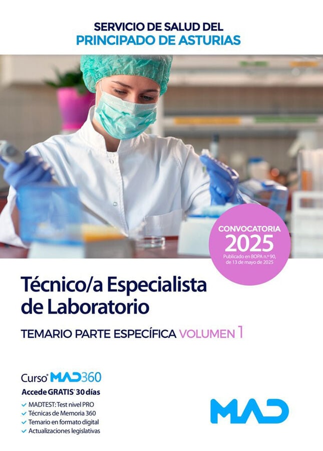 T&eacute;cnico Especialista de Laboratorio del Servicio de Salud del Principado de Asturias. Temario parte espec&iacute;fica volumen 1