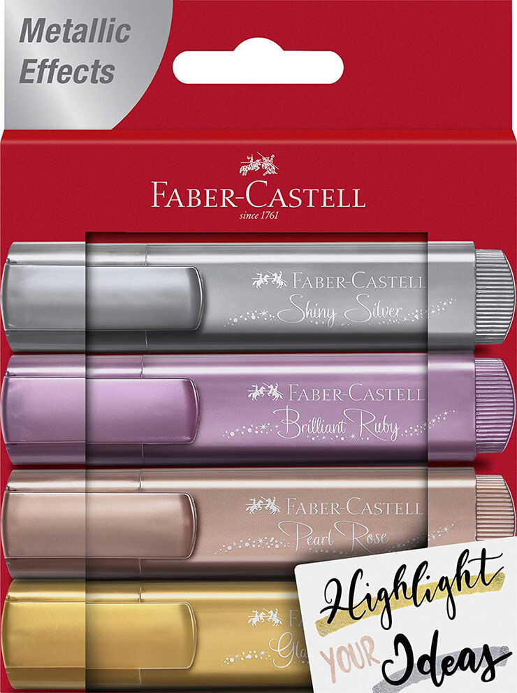 Marcadores Metal Faber-Castell Texliner 4 colores